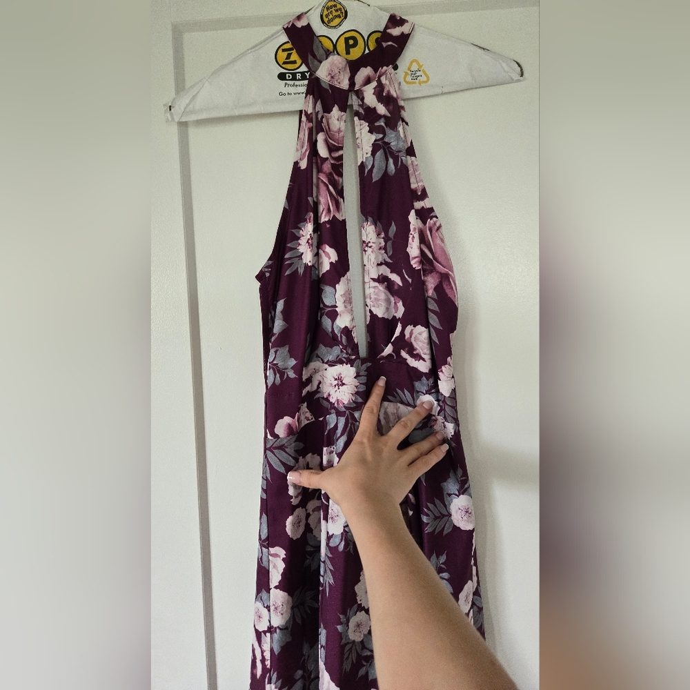 Chic Floral Halter Mini Dress